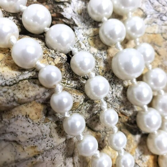 𝅺XL Faux Pearl Ivory Knotted Opera Gatsby Look - Picture 6 of 8